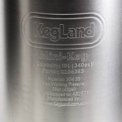 10L Kegland MiniKeg / Growler including low profile lid