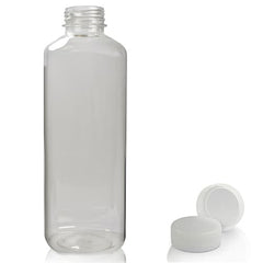 500ml Square Plastic Juice and Smoothie Bottle PET - 38mm Neck with Cap